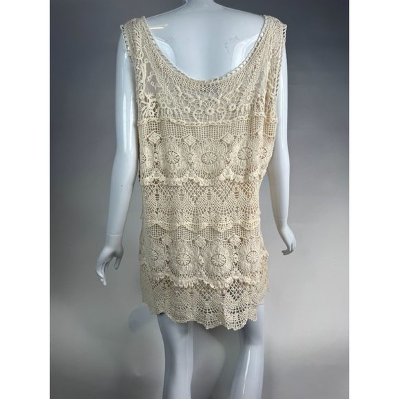 NorthStyle Lace Layered Resort Shift Dress Size XL Beige Cotton - Picture 14 of 16